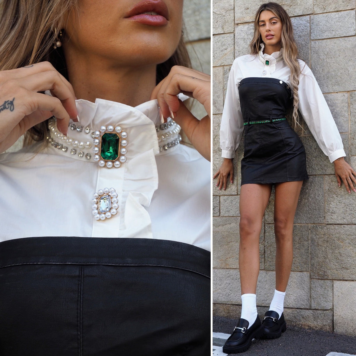 Camicia con bottoni gioiello