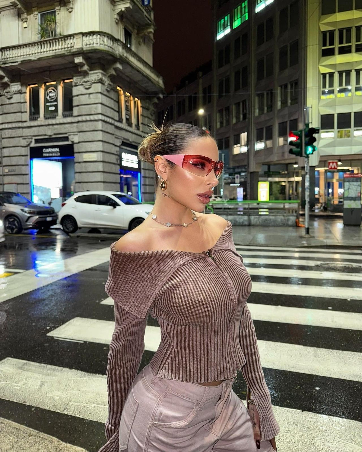 Maglione rosa antico con zip