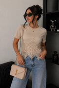 T-Shirt Corsetto con coppe in Pizzo con lacci posteriori