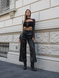 Pantalone ecopelle con cintura