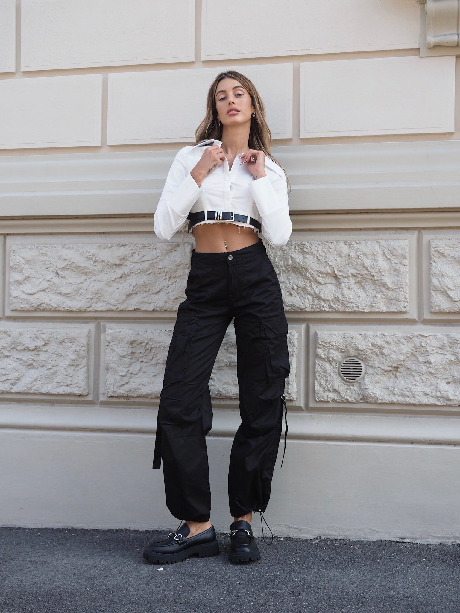 Pantalone cargo nero