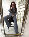 Completo felpa e pantalone effetto denim