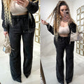 Completo con felpa over e brillantini pantalone a zampa