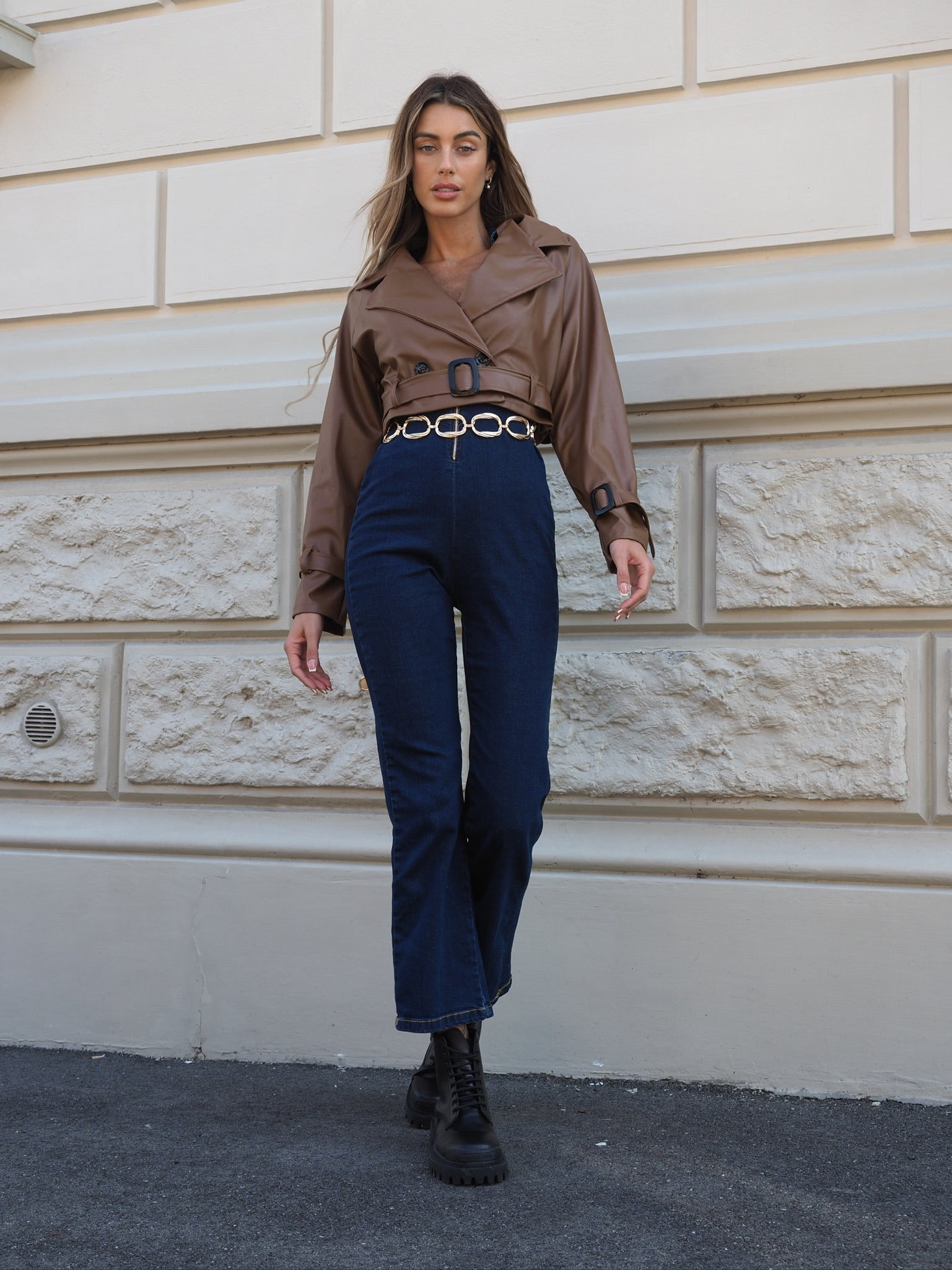 Giacca in ecopelle choco