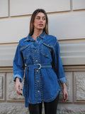 Giaccone di jeans con borchie