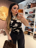 Completo top e pantalone cow print