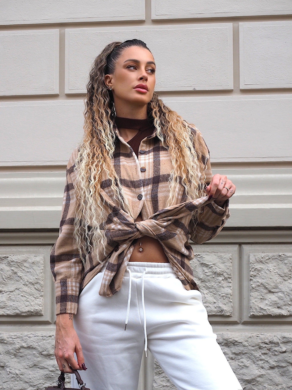 Giaccone in tweed Camel