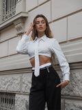 Camicia bianca a righine con cravatta