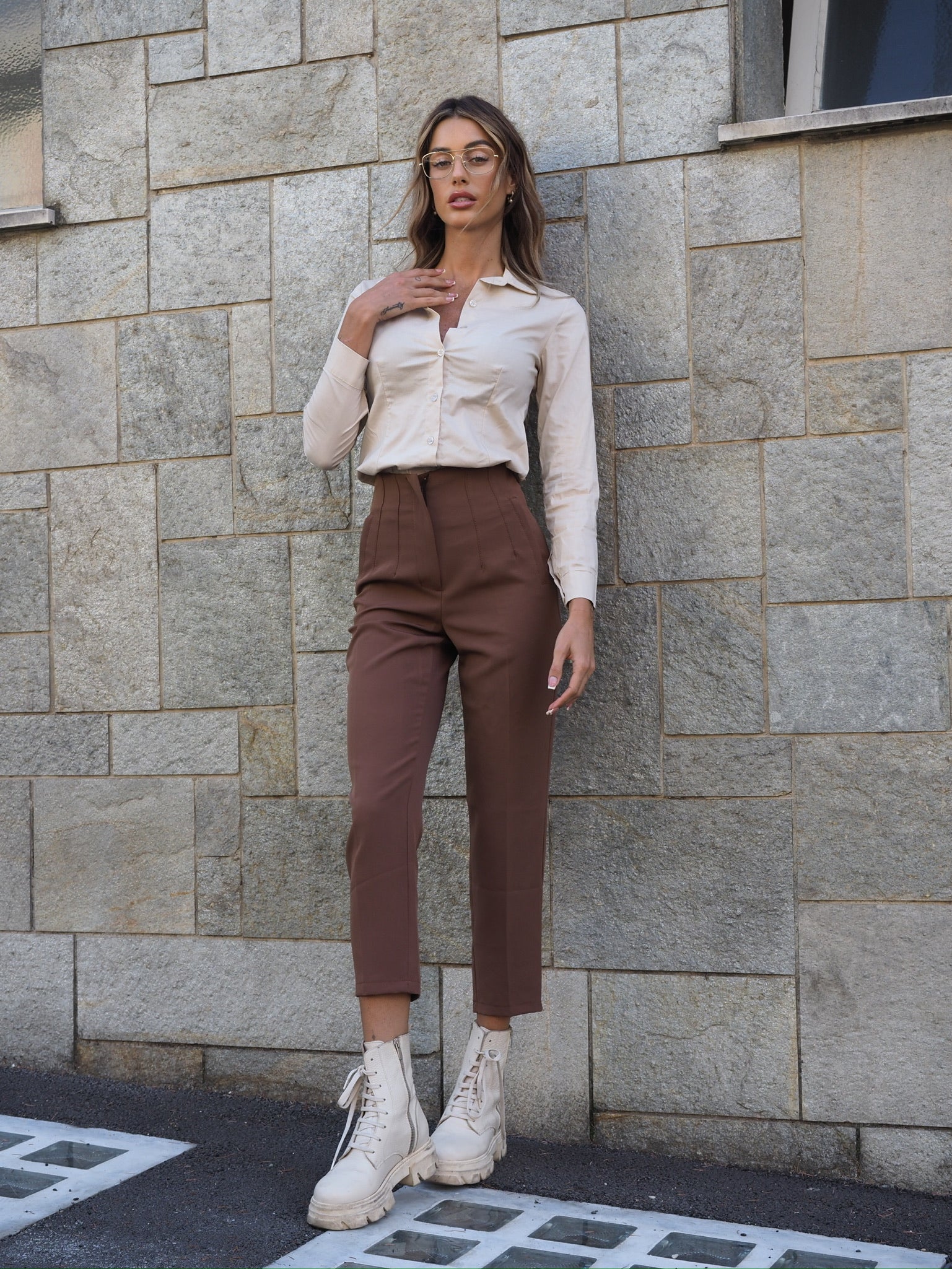 Camicia basic beige