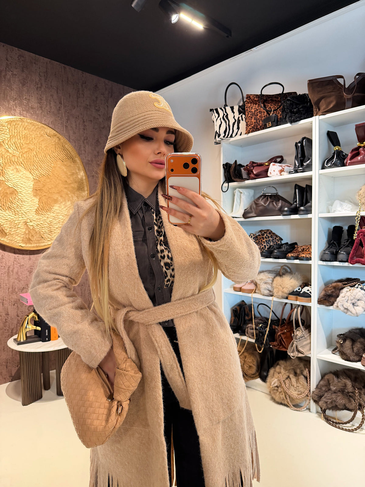 Cappotto con frange e fiocco 3 colori