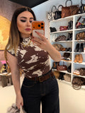 Completo top e pantalone cow print