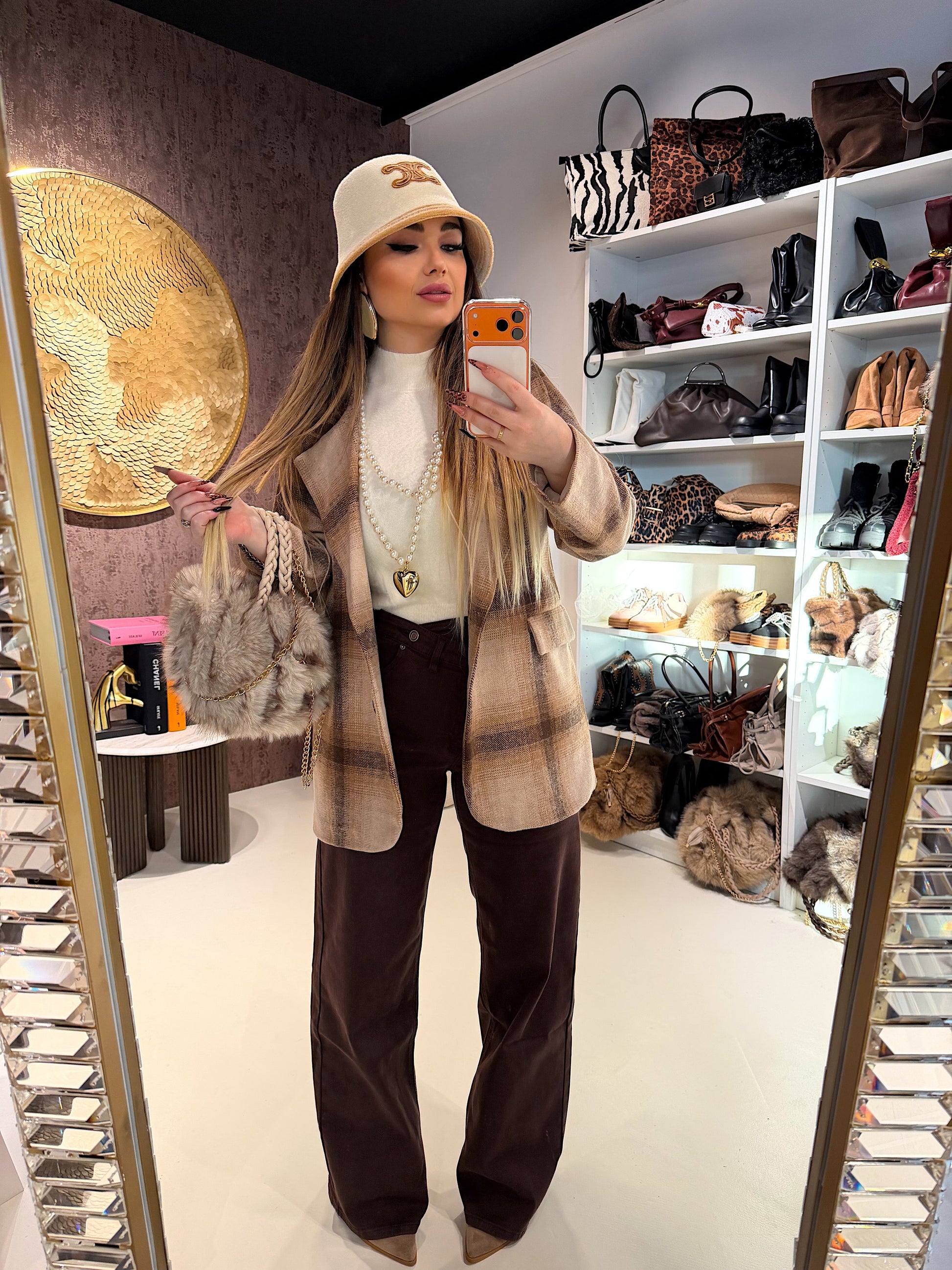 Jeans a Vita brown Asimmetrica Twist Up