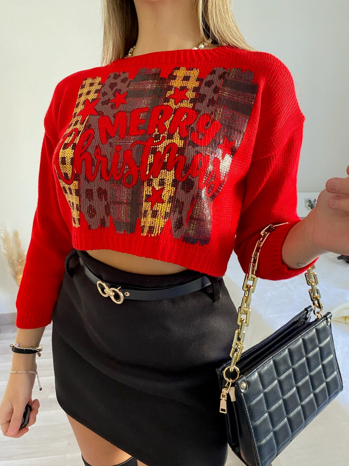 Maglione Merry Christmas rosso