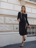 Abito lungo schiena incrociata nero