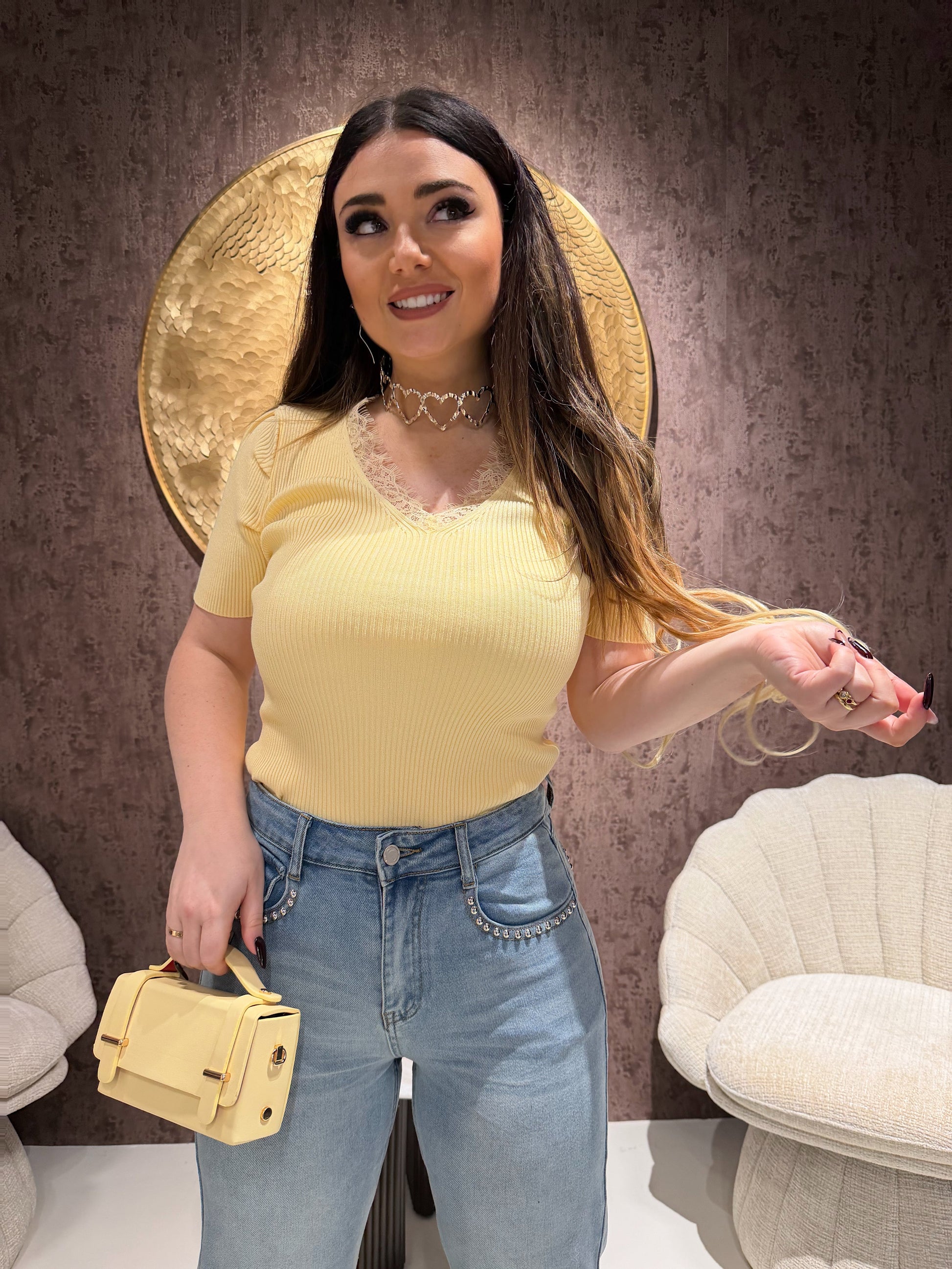 Maglia con inserti in pizzo