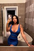 Completo top e gonna blu