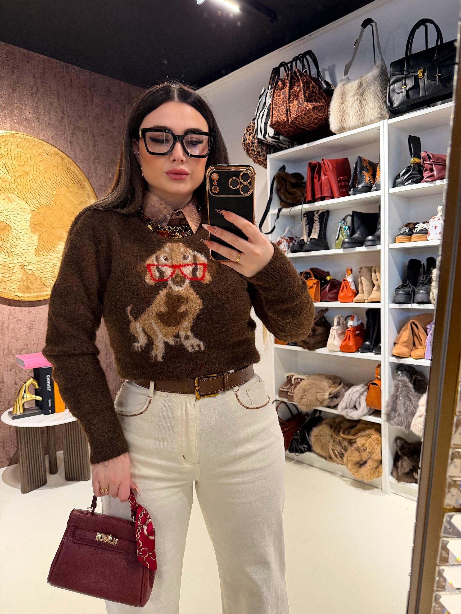 Maglioncino bassotto con occhiali