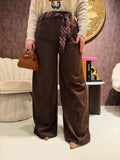 Pantalone in camoscio con cintura in vita