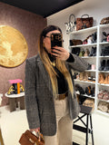 Blazer pied de poule nero beige