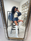 Maglioncino con dettaglio in denim
