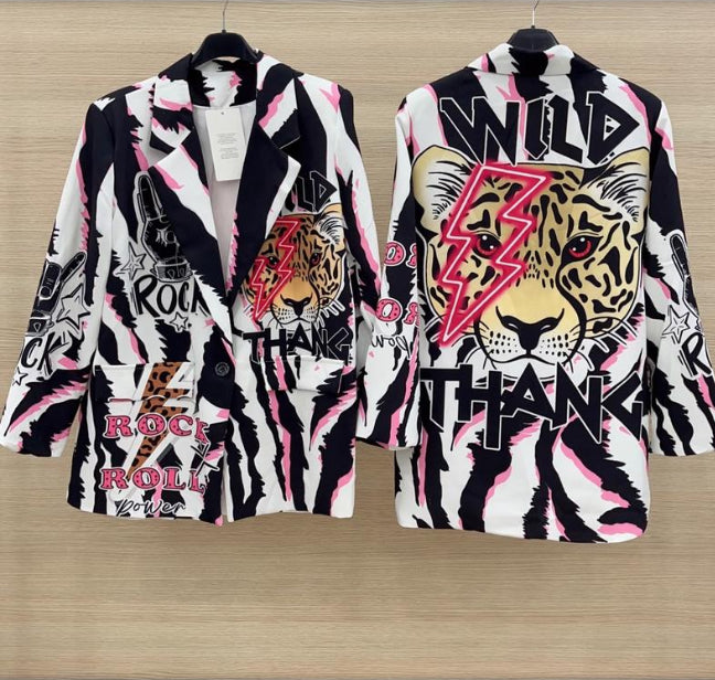 Giacca tiger nera Fuxia