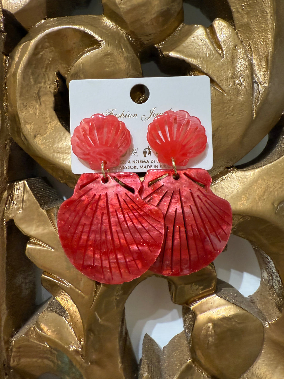 Orecchini conchiglie corallo glitter