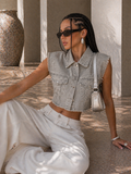 Gilet Denim Strass Glow