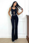 Tuta nera con push up smanicata in pizzo