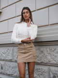 Maglione traforato panna