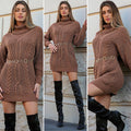 Abito in maglia choco con trecce