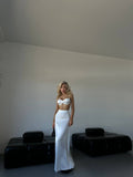 Completo due pezzi top e gonna longuette bianco