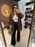 Cardigan Morbido con Cappuccio e laccio Animalier