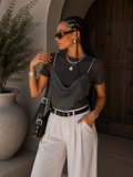 T-Shirt Basic con Top in Strass Staccabile