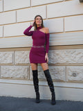 Abito in maglia con spacco peonia