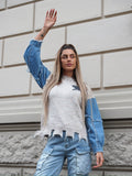 Maglione over con dettaglio in jeans