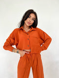 Set due pezzi camicia e pantalone pesca