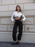 Pantalone cargo nero
