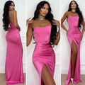 Abito a sirena con push up e incrocio rosa barbie