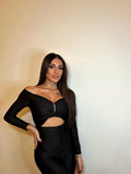 Tuta aderente con spilla silver
