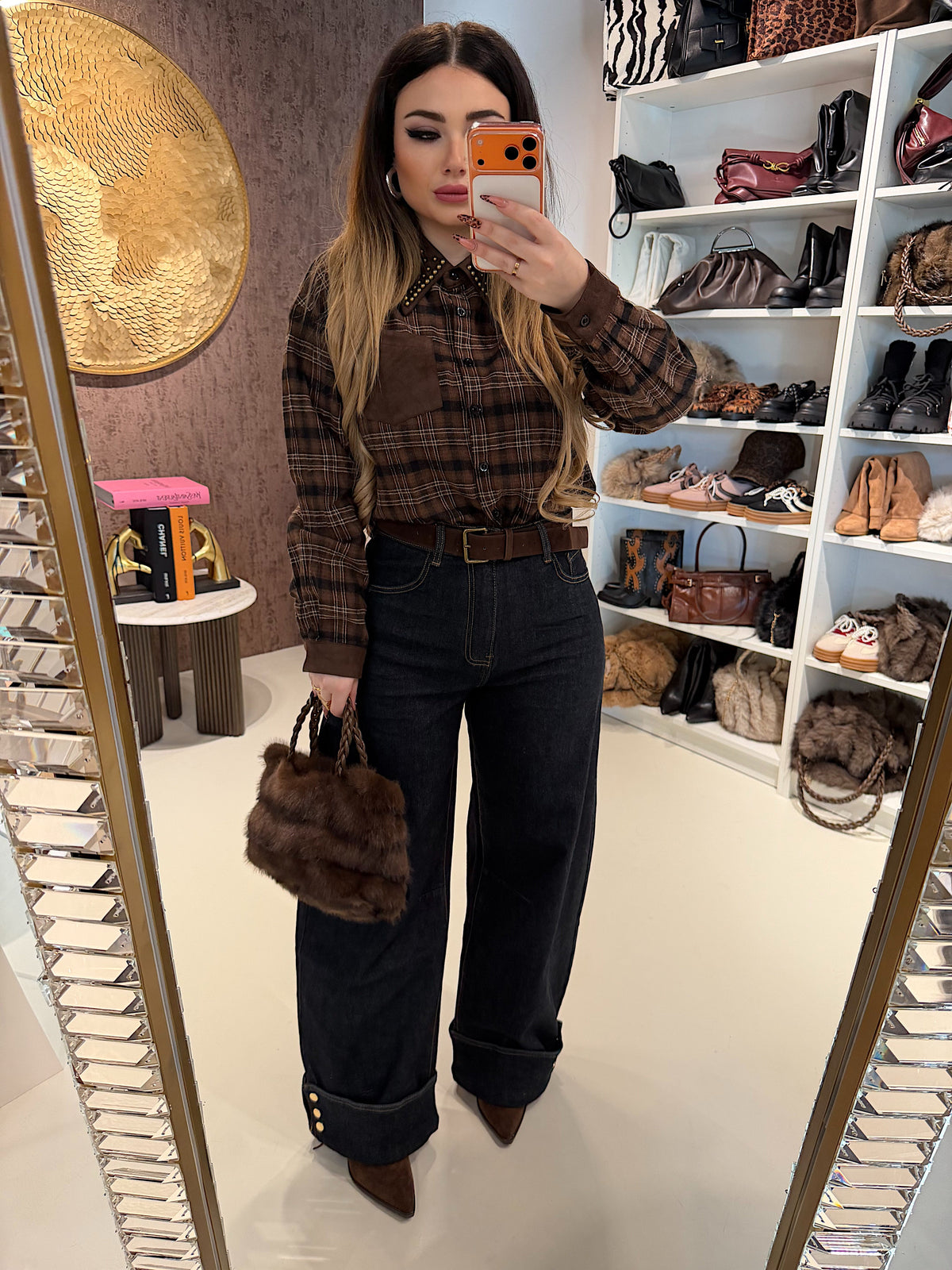 Camicia Rockwood a Quadri con Borchie