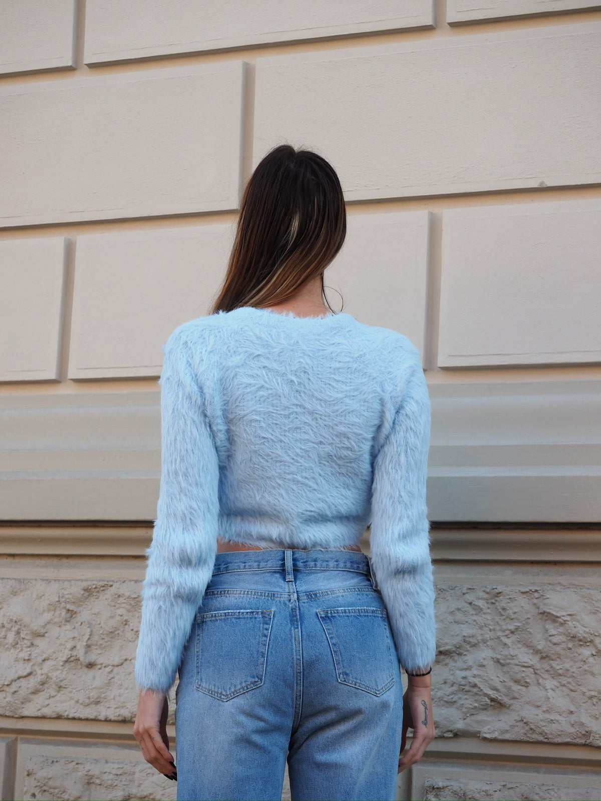 Cardigan morbidissimo celeste pastello
