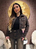 Completo Denim Dark Brown – Giacca Crop & Pantalone Flare