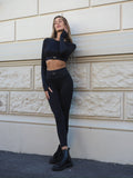 Completo top e pantalone sportivo nero