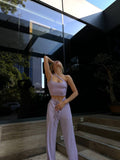 Set due pezzi top e pantalone lilla