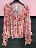 Camicia fiori con bottoni gioiello