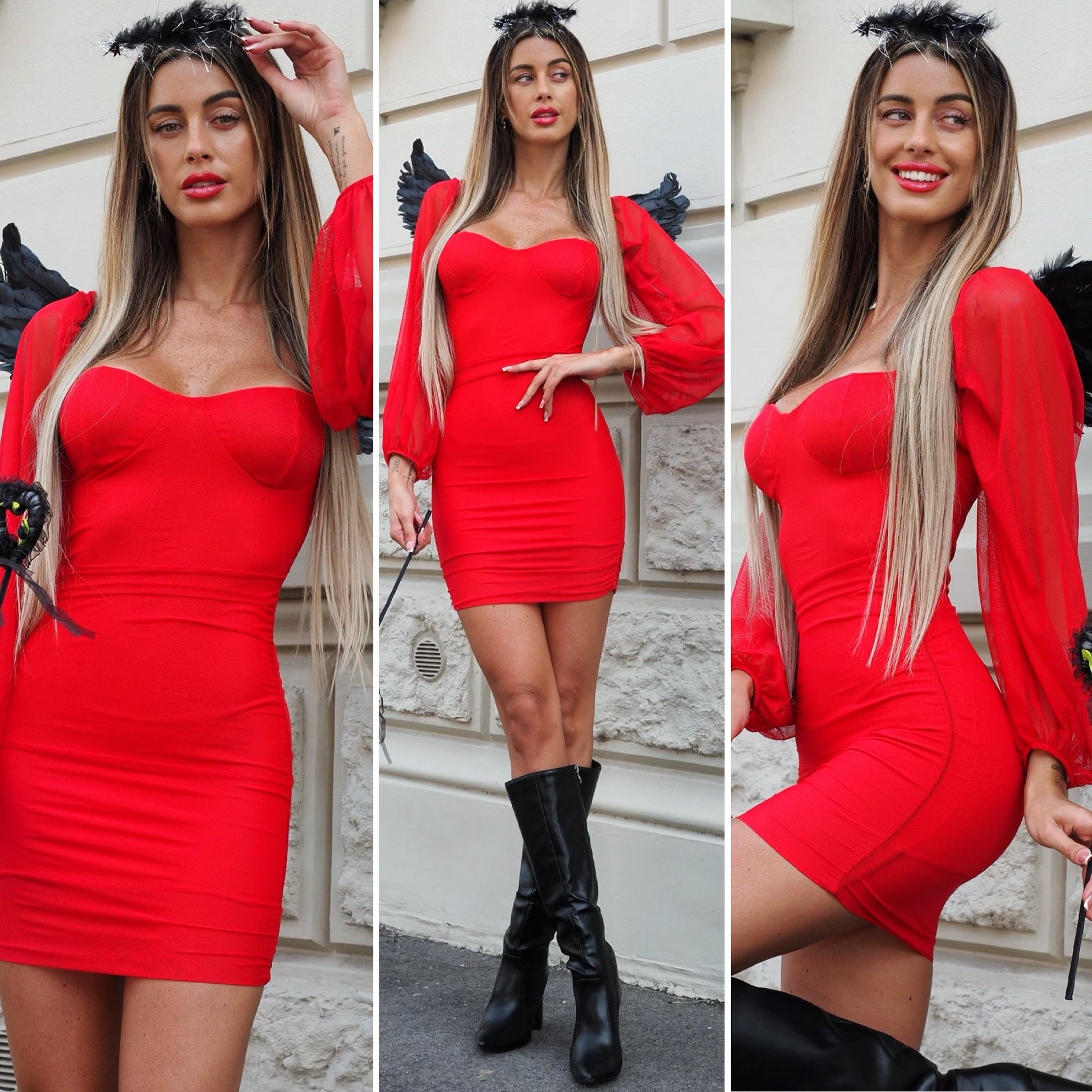 Abito rosso maniche velate (Diavoletta)