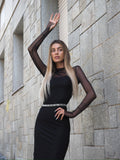 Abito midi in velo nero
