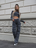 Cargo maxi con tasconi jeans grigio
