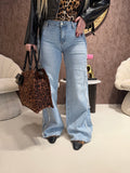 Jeans Wide Leg Lace Line – Denim Chiaro