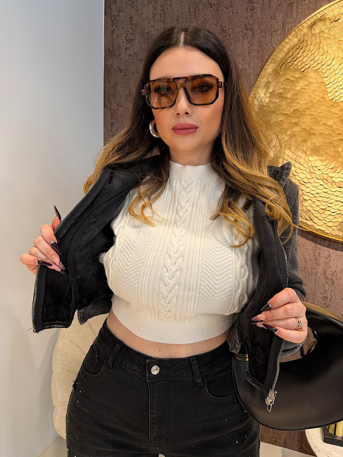 Felpa Cropped Zip Urban Style